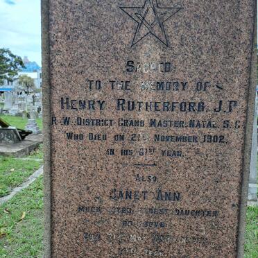 RUTHERFORD Henry -1902 :: RUTHERFORD Janet Ann -190?