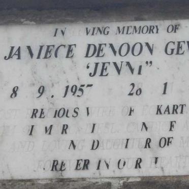 GEVERS Janiece Denoon 1957-1993