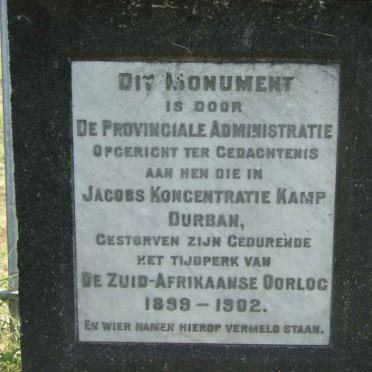 Memorial Plaque to the Jacobs Concentration Camp Victims 1899-1902