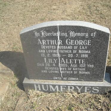 HUMFRYES Arthur George 1906-1991 &amp; Lily Alette -2005 :: JOHNSEN ? -193? &amp; Alette Marie -1943