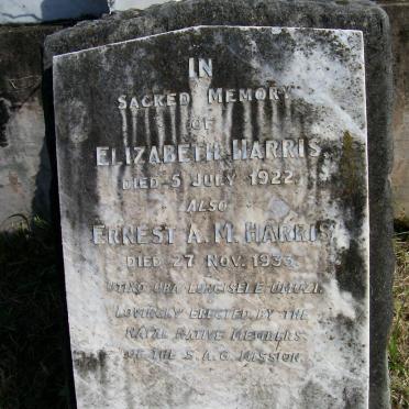 HARRIS Ernest A.M. -1933 &amp; Elizabeth -1922 