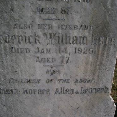 LACE Frederick William -1929 &amp; Elizabeth -1918 :: LACE Edwin :: LACE Horace :: LACE Allan :: LACE Leonard
