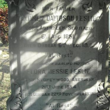 LESLIE Andrew Davidson 1851-1916 &amp; Flora Jessie 1854-1936 :: LESLIE Andrew Davidson -1956 &amp; Edith Victoria 19??