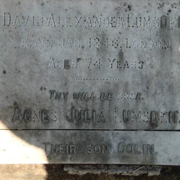 LUMSDEN David Alexander 1846- :: LUMSDEN Agnes Julia :: LUMSDEN Colin