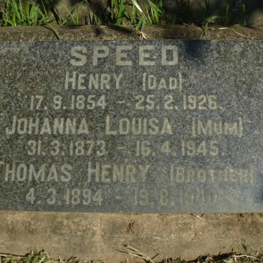 SPEED Henry 1854-1926 &amp; Johanna Louisa 1873-1945 :: SPEED Thomas Henry 1894-1940