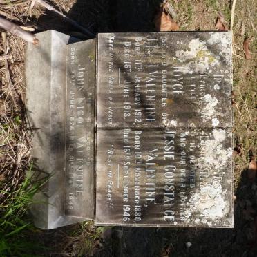 VALENTINE John Nicol 1878-1949 &amp; Jessie Constance 1880-1946 :: VALENTINE Joyce 1912-1913
