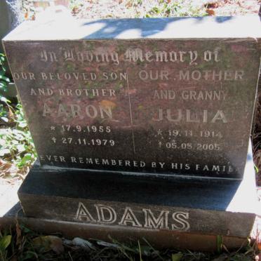 ADAMS Aaron 1955-1979 :: ADAMS Julia 1914-2005