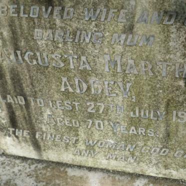 ADDEY Harry Charles Clarence -1949 &amp; Augusta Martha -1943 