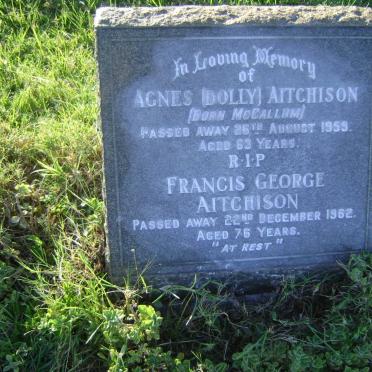 AITCHISON Francis George -1962 &amp; Agnes Mc CALLUM -1953