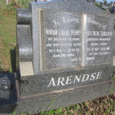 ARENDSE Ninian Loral Henry 1904-1959 &amp; May Irene FORSYTH 1903-1980 :: ARENDSE Marlene Avril 1937-2007