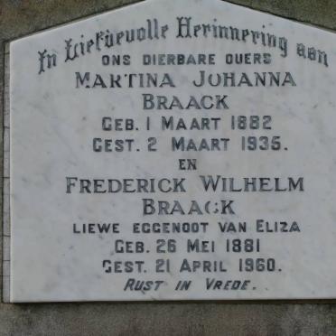 BRAACK Martina Johanna 1882-1935 :: BRAACK Frederick Wilhelm 1881-1960