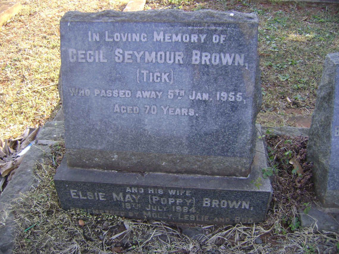 BROWN Cecil Seymour -1955 &amp; Elsie May -1984 :: BROWN Michael Ellis -1948 :: BROWN Leslie May -1998