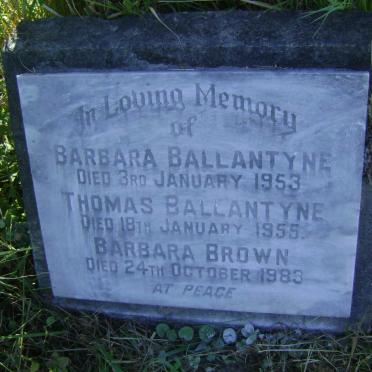 BALLANTYNE Thomas -1955 &amp; Barbara -1953 :: BROWN Barbara -1983
