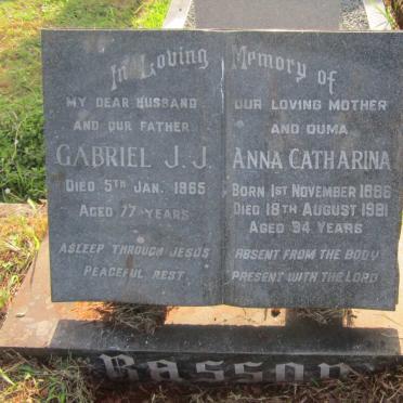 BASSON Gabriel J.J. -1965 &amp; Anna Catharina 1886-1981