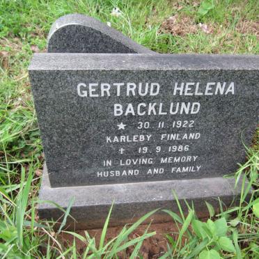 BACKLUND Gertrud Helena 1922-1986