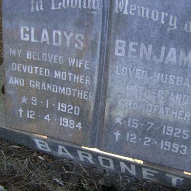 BARONET Benjamin 1925-1993 &amp; Gladys 1920-1984