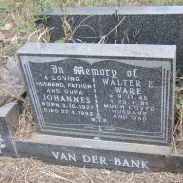BANK Johannes, van der 1927-1982 :: WARE Walter E. 1945-1991