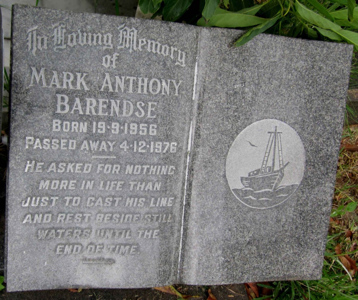 BARENDSE Mark Anthony 1956-1976