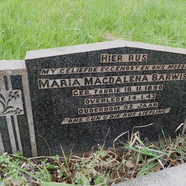 BARWISE Maria Magdalena nee  FOURIE 1890-1943