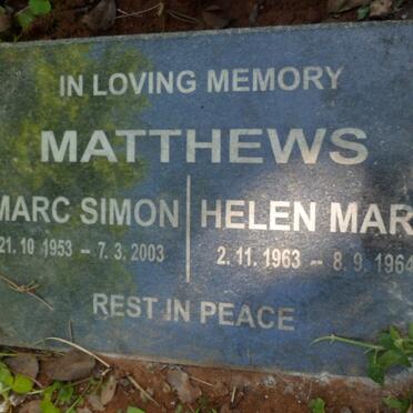 MATTHEWS Marc Simon 1953-2003 :: MATTHEWS Helen Mary 1963-1964