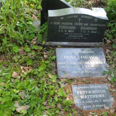 BAUDHUIN Edouard 1897-1984 &amp; Madeleine 1899-2001 ::  MATTHEWS Marc Simon 1953-2003 :: MATTHEWS Helen Mary 1963-1964