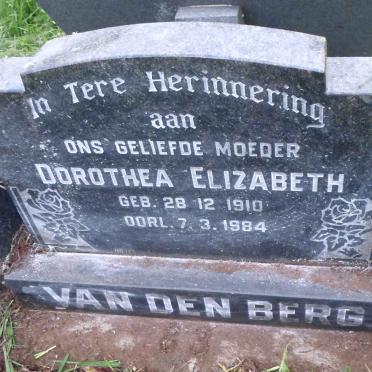 BERG Dorothea Elizabeth, van den 1910-1984
