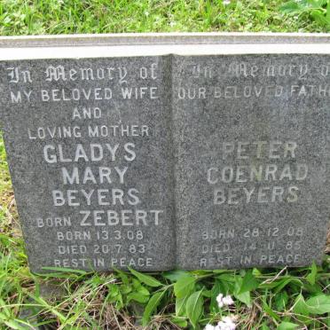 BEYERS Peter Coenrad 1908-1985 &amp; Gladys Mary ZEBERT 1908-1983