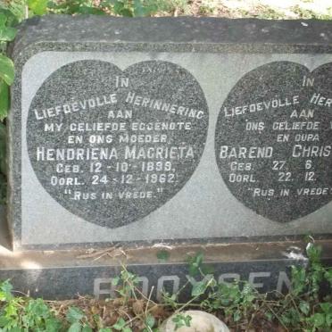BOOYSEN Barend Christiaan 1899-1971 &amp; Hendriena Magrieta 1899-1962