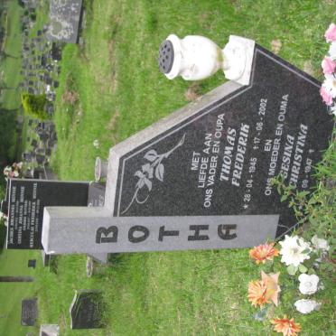 BOTHA Thomas Frederik 1945-2002 &amp; Gesina Christina 1947-