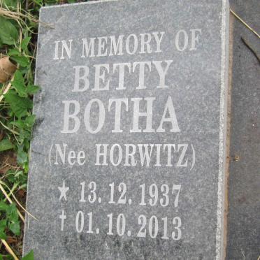 BOTHA Betty nee HORWITZ 1937-2013