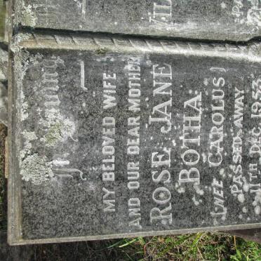 BOTHA William Ernest -1954 &amp; Rose Jane CAROLUS -1953 