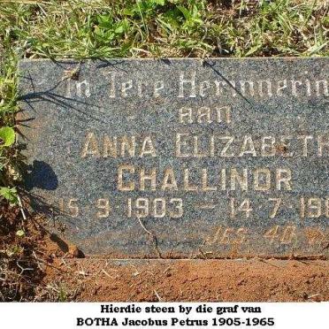 CHALLINOR Anna Elizabeth 1903-1987 :: BOTHA Jacobus Petrus 1905-1965