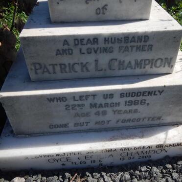 CHAMPION Patrick L. -1966 &amp; Joyce Cecilia 1916-2005