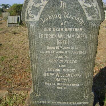 CHEEK Fredrick William 1872-1942 :: CHEEK Henry William -1943