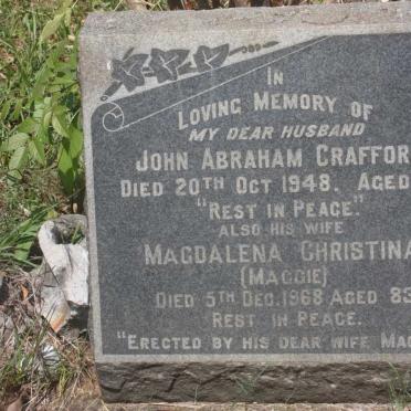 CRAFFORD John Abraham -1948 &amp; Magdalena Christina -1968