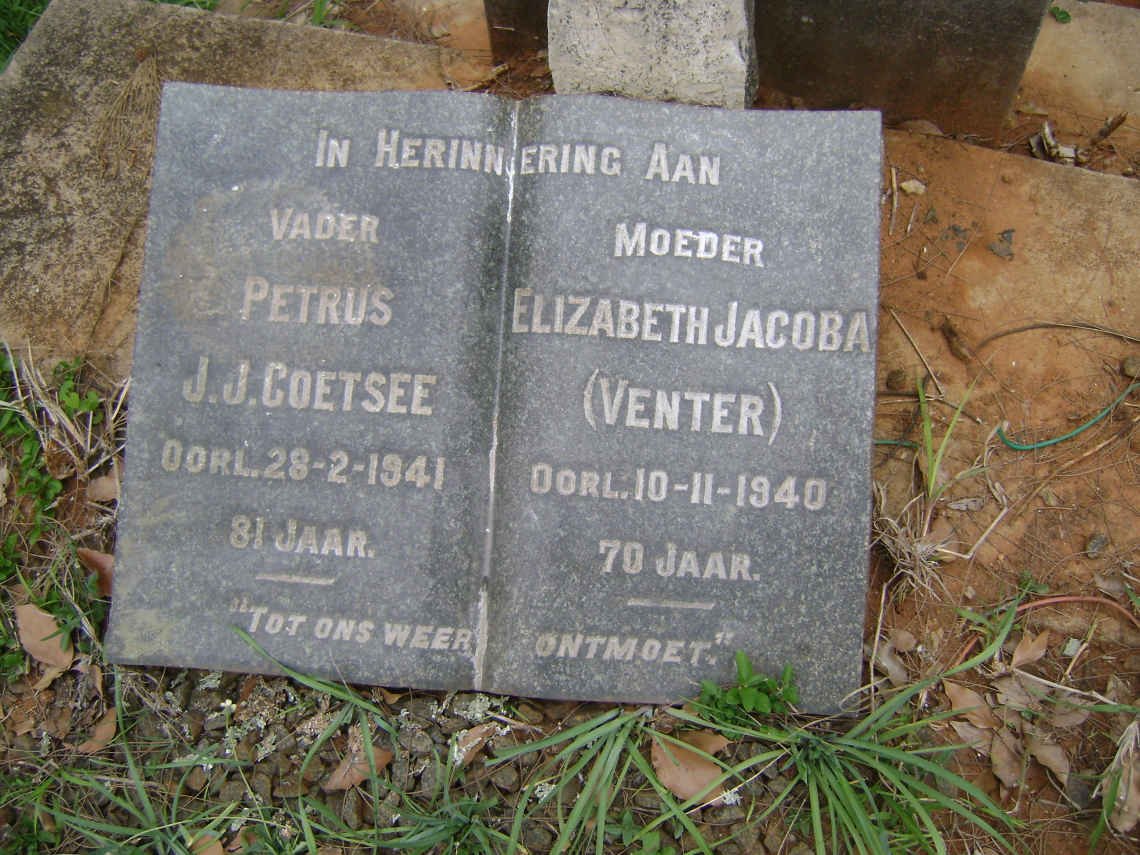 COETSEE Petrus J.J. -1941 &amp; Elizabeth Jacoba VENTER -1940