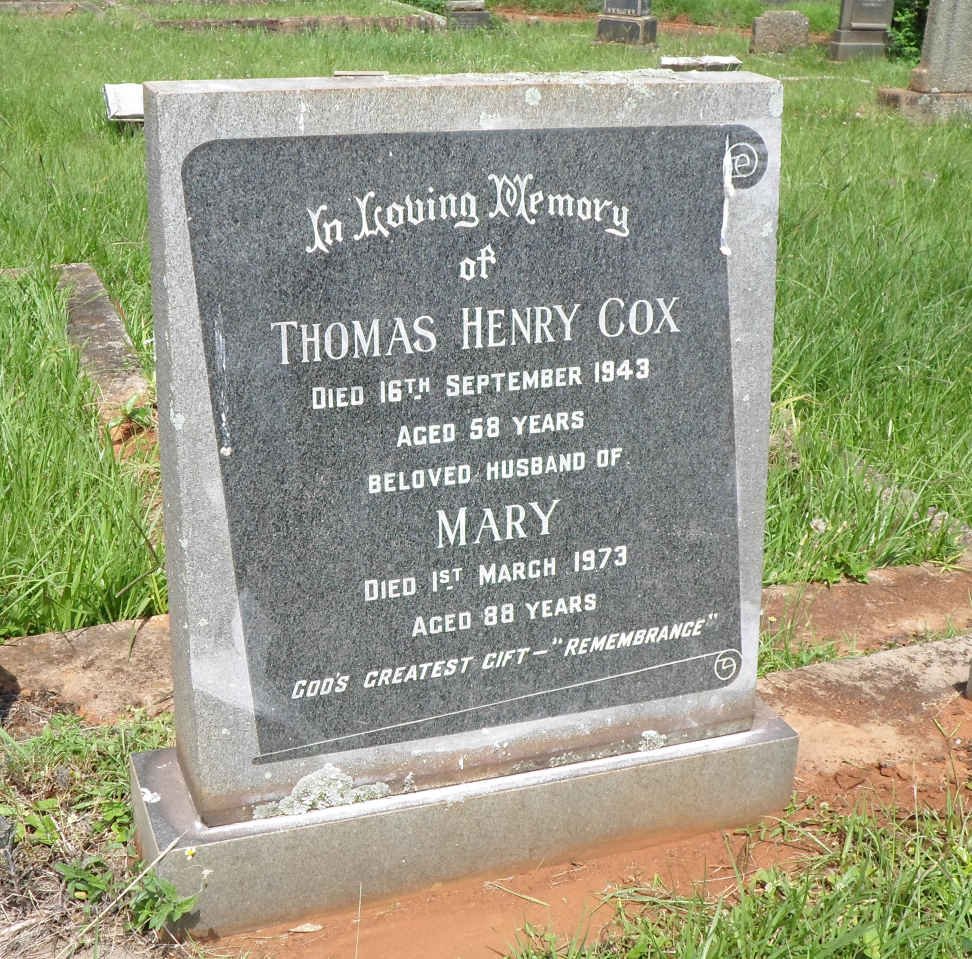 COX Thomas Henry -1943 &amp; Mary -1973