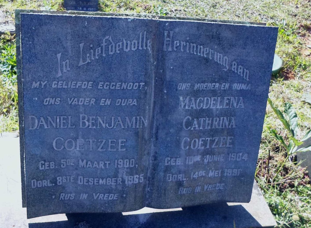 COETZEE Daniel Benjamin 1900-1965 &amp; Magdelena Cathrina 1904-1991