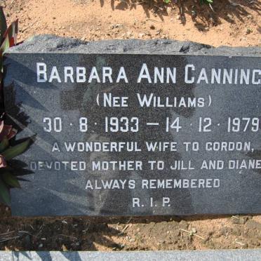 CANNING Barbara Ann nee WILLIAMS 1933-1979