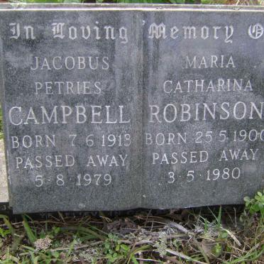 CAMPBELL Jacobus Petries 1913-1979 :: ROBINSIN Maria Catharina 1900-1980