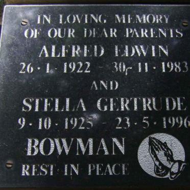 BOWMAN Alfred Edwin 1922-1983 &amp; Stella Gertrude 1925-1996