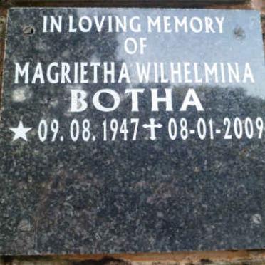 BOTHA Magrietha Wilhelmina 1947-2009