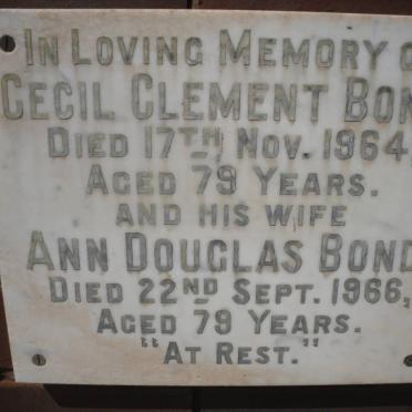 BOND Cecil Clement -1964 &amp; Ann Douglas -1966