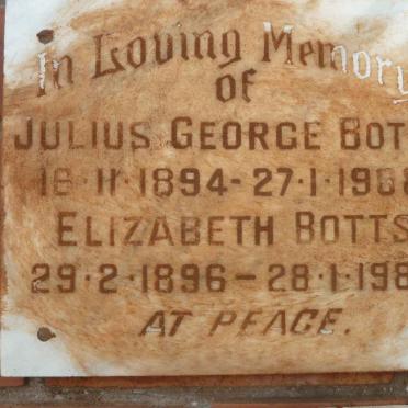 BOTTS Julius George 1894-1988 &amp; Elizabeth 1896-1984