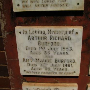 BURFORD Arthur Richard -1953 &amp; Amy Maude -1961