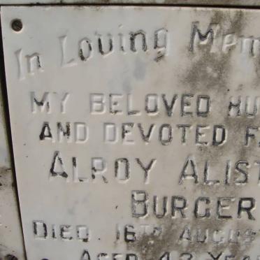 BURGER Alroy Alistair -1972