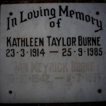 BURNE Ian Meyrick 1942-1990 &amp; Kathleen Taylor 1914-1985