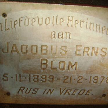 BLOM Jacobus Ernst 1899-1978