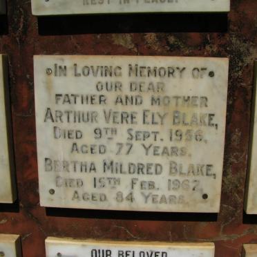 BLAKE Arthur Vere Ely -1956 &amp; Bertha Mildred -1962