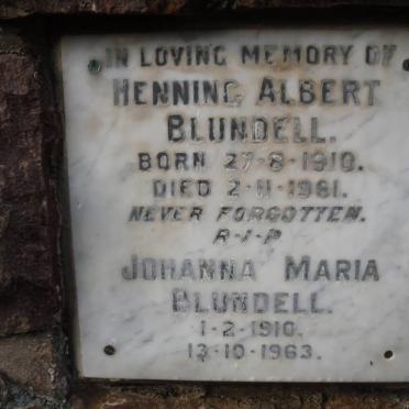 BLUNDELL Henning Albert 1910-1961 &amp; Johanna Maria 1910-1963
